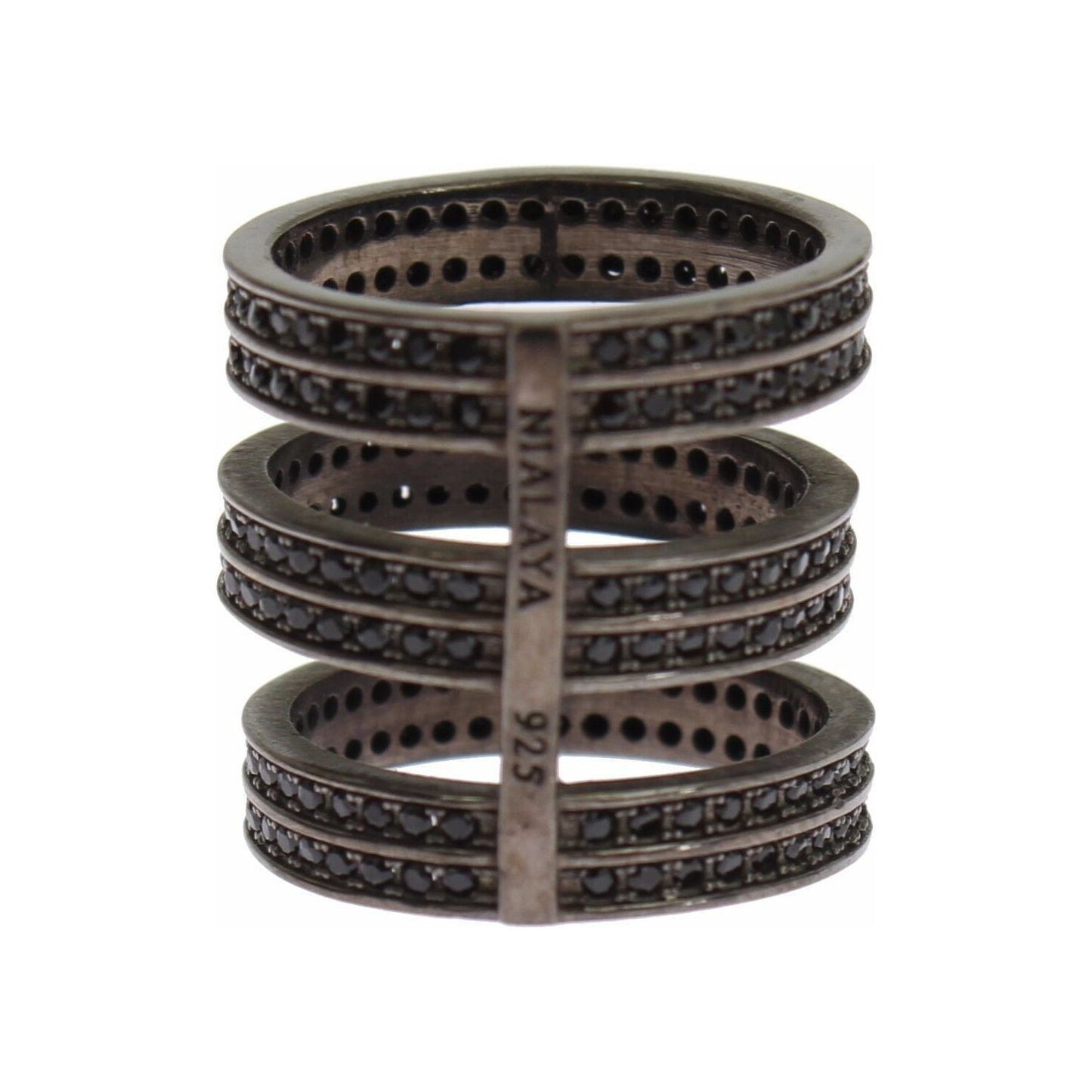 Nialaya Black CZ Rhodium 925 Silver Ring SIG19099- 50