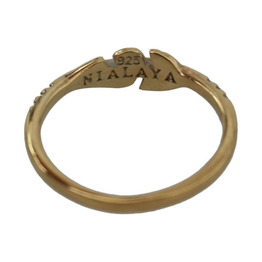 Nialaya Gold Feather Clear CZ 925 Silver Women NY106- 55