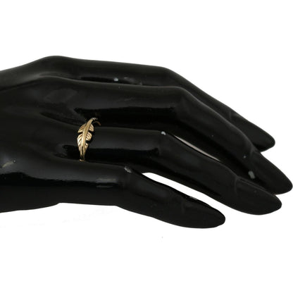 Nialaya Gold Feather Clear CZ 925 Silver Women Ring