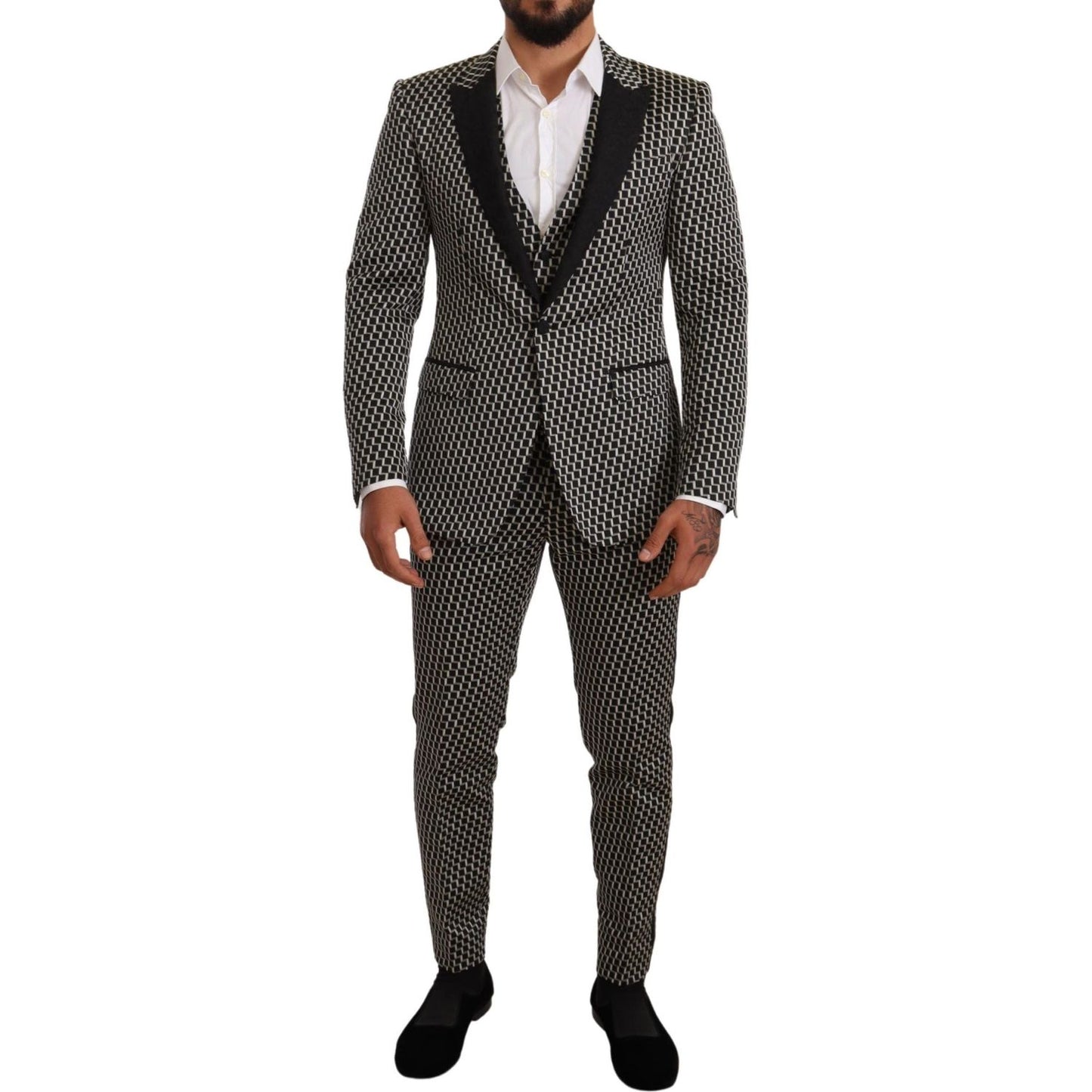 Dolce & Gabbana Black White Check 3 Piece Set MARTINI Suit