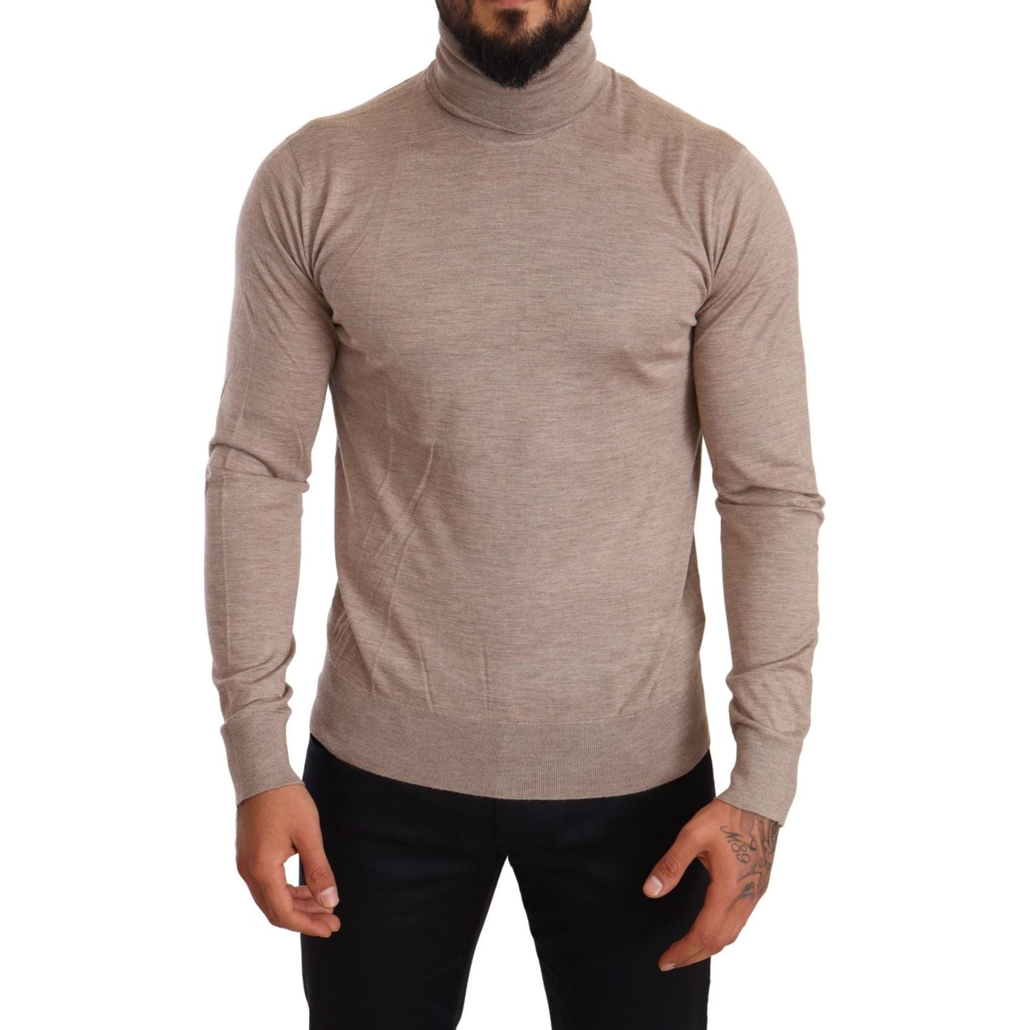 Dolce & Gabbana Beige Cashmere Turtleneck Pullover Sweater