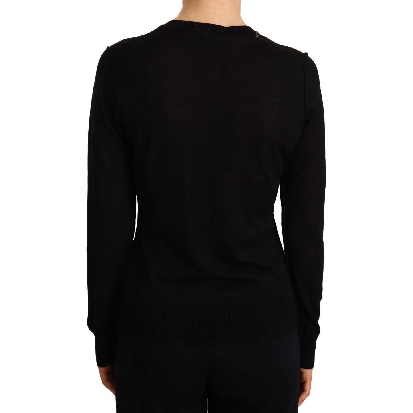 Dolce & Gabbana Black Crewneck Pullover STAFF Sweater Wool WOMAN SWEATERS