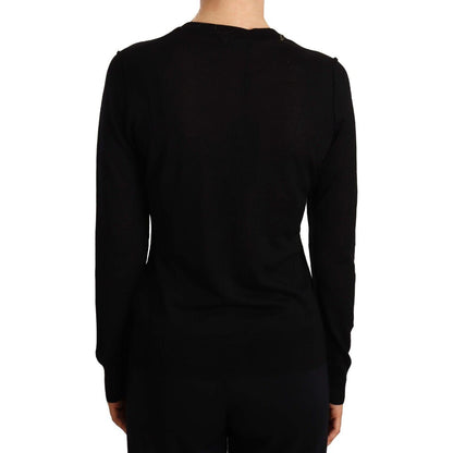 Dolce & Gabbana Black Crewneck Pullover STAFF Sweater Wool WOMAN SWEATERS