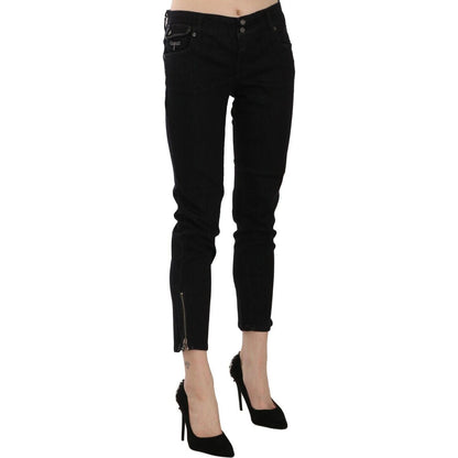 John Galliano Black Mid Waist Cropped Cut Hem Denim Casual Pants Jeans & Pants