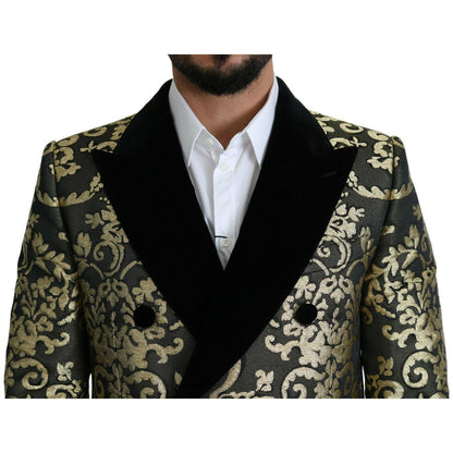 Dolce & Gabbana Black Gold Jacquard Long Coat SICILIA Jacket