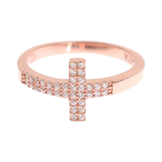 Nialaya Pink Gold 925 Silver Womens Cross CZ Ring SMY11064-5
