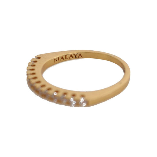 Nialaya Gold Authentic Womens Clear CZ Gold 925 Silver Ring Nr. 94- US5