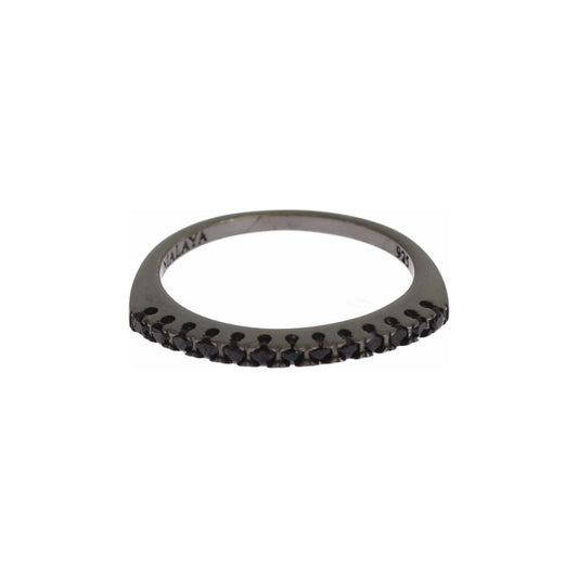 Nialaya Black CZ Rhodium 925 Silver Womens Ring SIG19108-US3