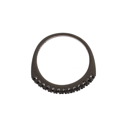 Nialaya Black CZ Rhodium 925 Silver Womens Ring SIG19108-US3