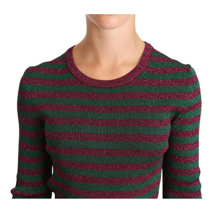 Dolce & Gabbana Multicolor Striped Crew Neck Pullover Sweater WOMAN SWEATERS