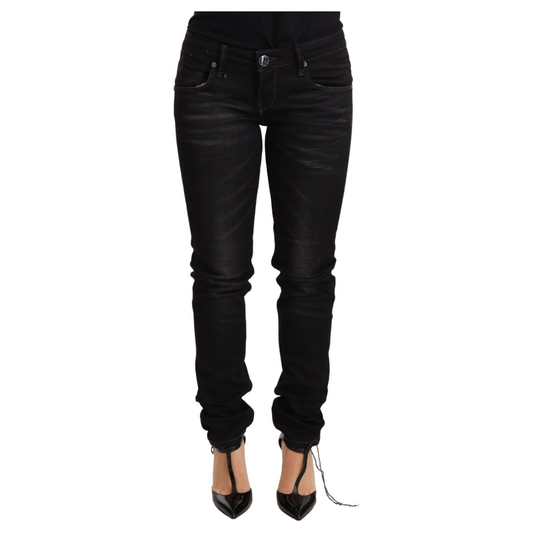 Acht Black Washed Cotton Slim Fit Denim Low Waist Trouser Jeans PAN71810-26