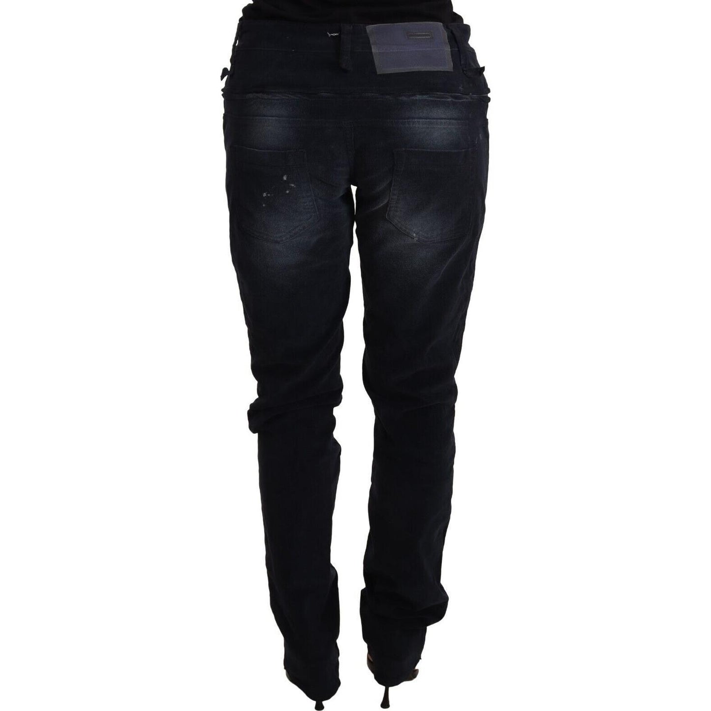 Acht Blue Washed Cotton Denim Low Waist Loose Fit Trousers Jeans PAN71843-26