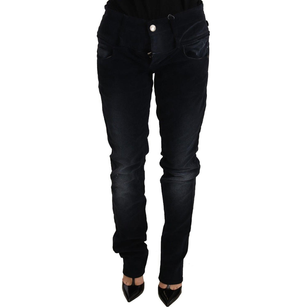 Acht Blue Washed Cotton Denim Low Waist Loose Fit Trousers Jeans PAN71843-26