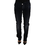 Acht Blue Washed Cotton Denim Low Waist Loose Fit Trousers Jeans PAN71843-26