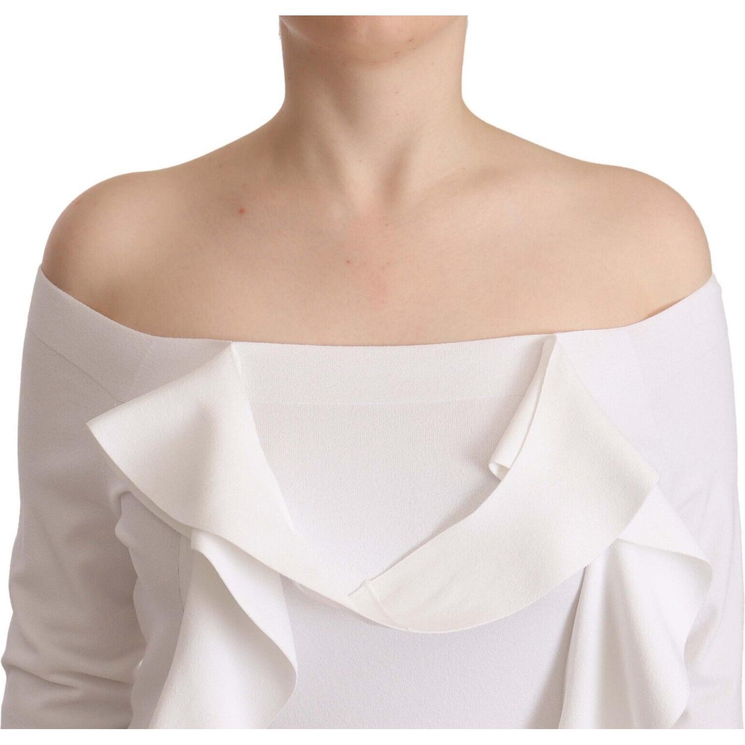 EXTERIOR White Long Sleeves Off Shoulder Women Top Blouse