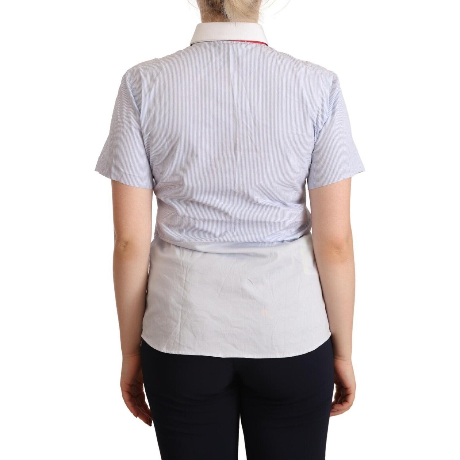 قميص بولو أنيق من القطن المصقول باللون الأزرق الفاتح من AGLINI