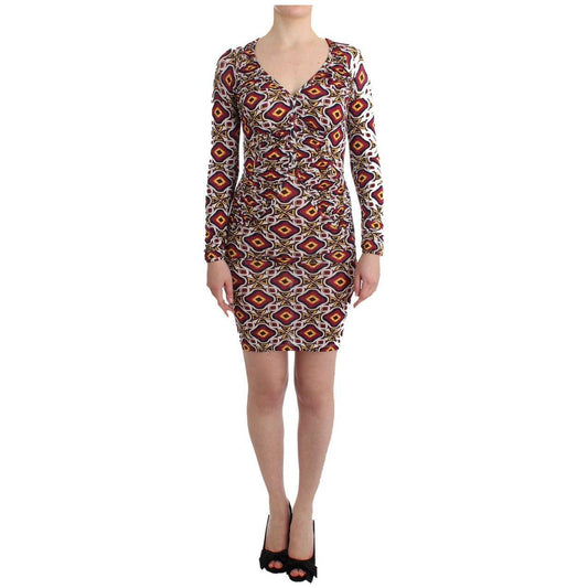 GF Ferre Multicolor Longsleeved Viscose Shift Dress SIG11519-1