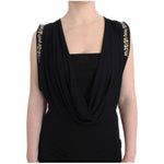 Roccobarocco Black Embellished Jersey Mini Sheath Short Dress SIG11564-2