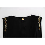Roccobarocco Black Embellished Jersey Mini Sheath Short Dress SIG11564-2