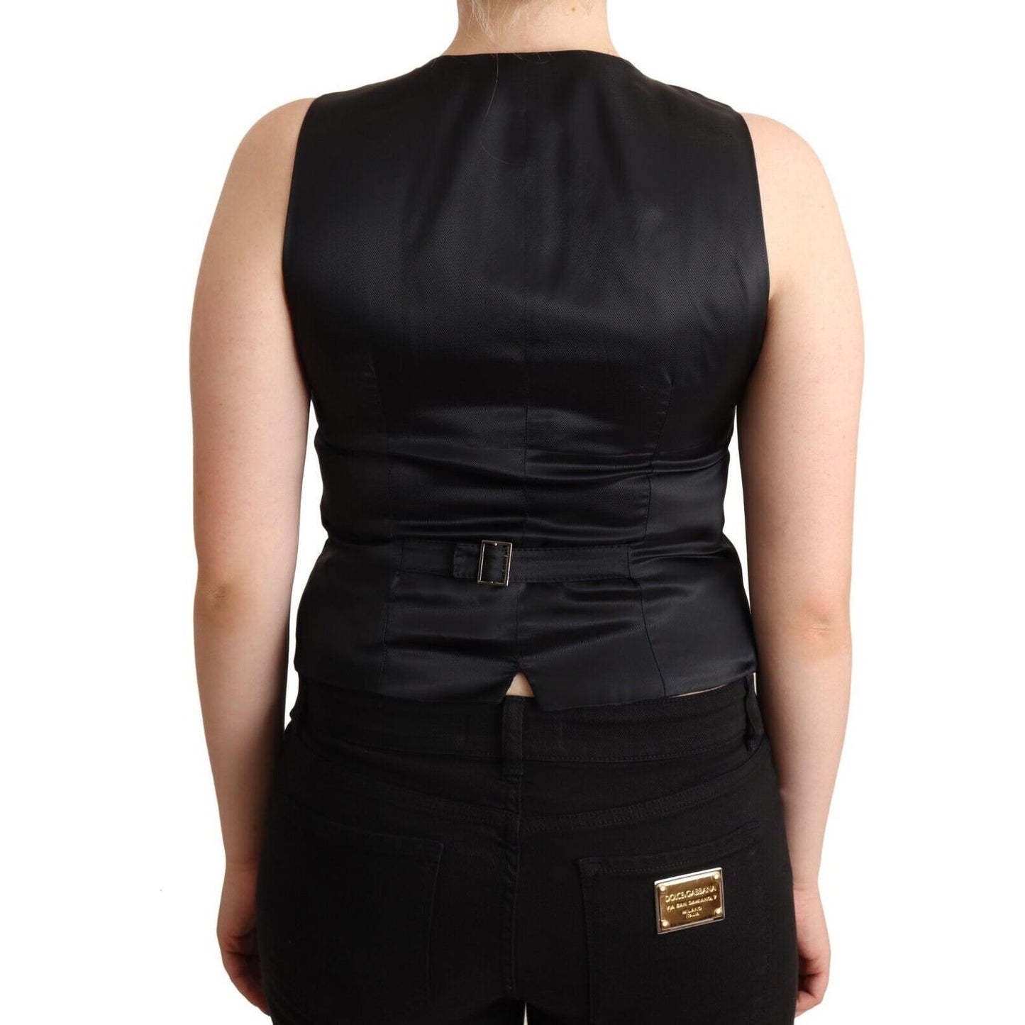 Dolce & Gabbana Black Button Down Sleeveless Viscose Vest Top WOMAN TOPS AND SHIRTS