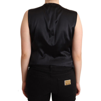 Dolce & Gabbana Black Button Down Sleeveless Vest Waiscoat Top WOMAN TOPS AND SHIRTS