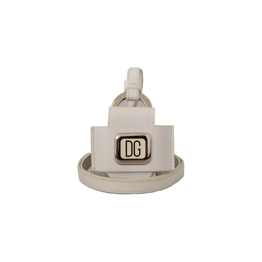 Dolce & Gabbana Elegant Leather Airpods Case in Pristine White FASHION ACCESSORIES Dolce & Gabbana Gray