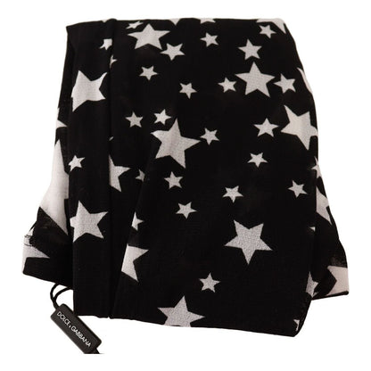 Dolce & Gabbana Black White Stars Print Nylon Stockings