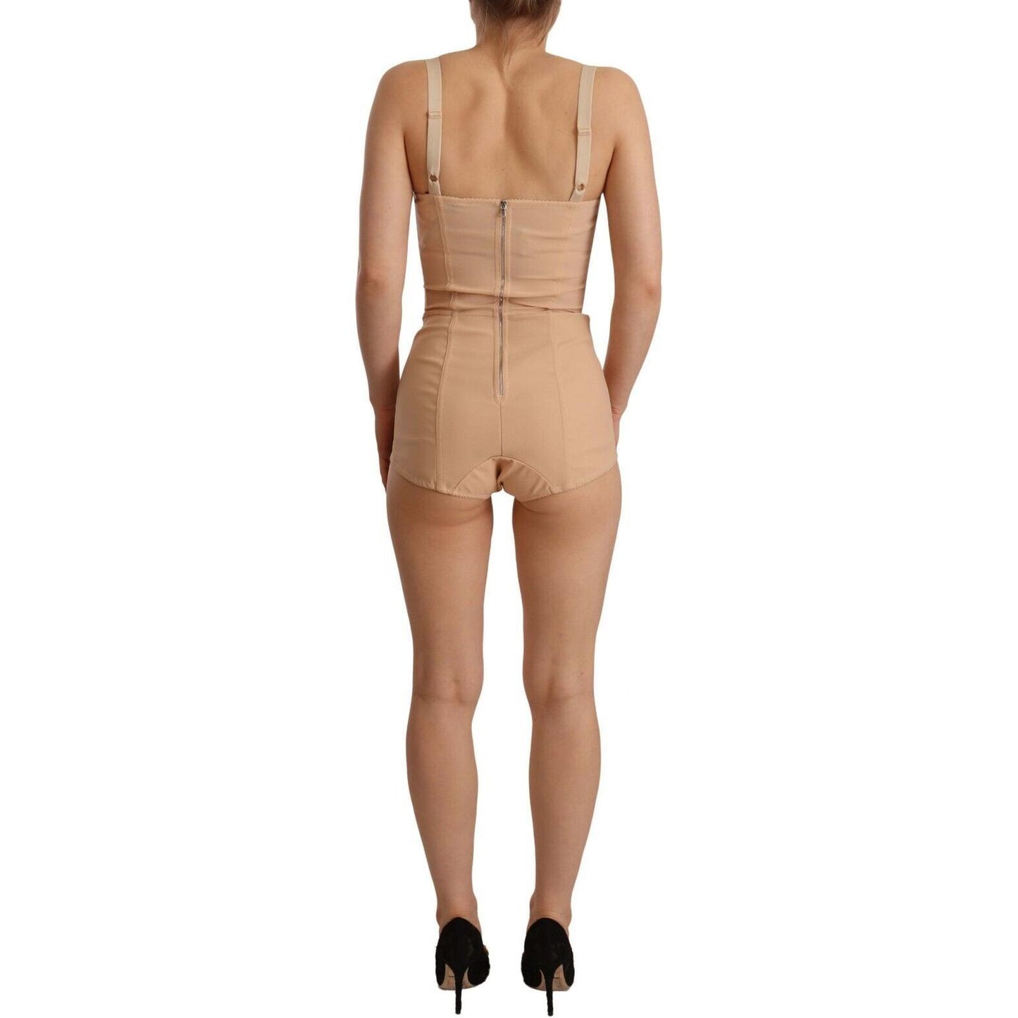 Dolce & Gabbana Beige Nylon Floral Lace Bodysuit Underwear TSH2695 - 36