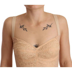 Dolce & Gabbana Beige Nylon Floral Lace Bodysuit Underwear TSH2695 - 36