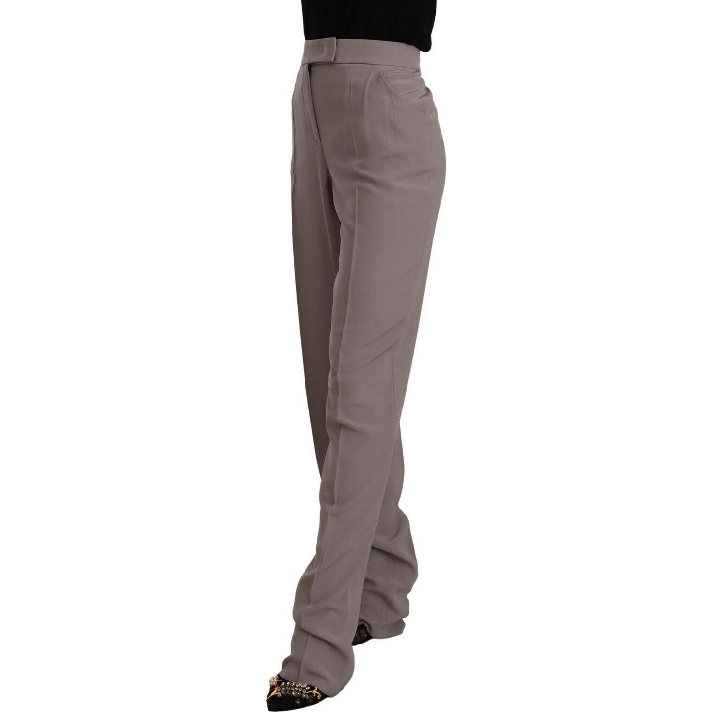 Armani Brown High Waist Silk Tapered Long Pants