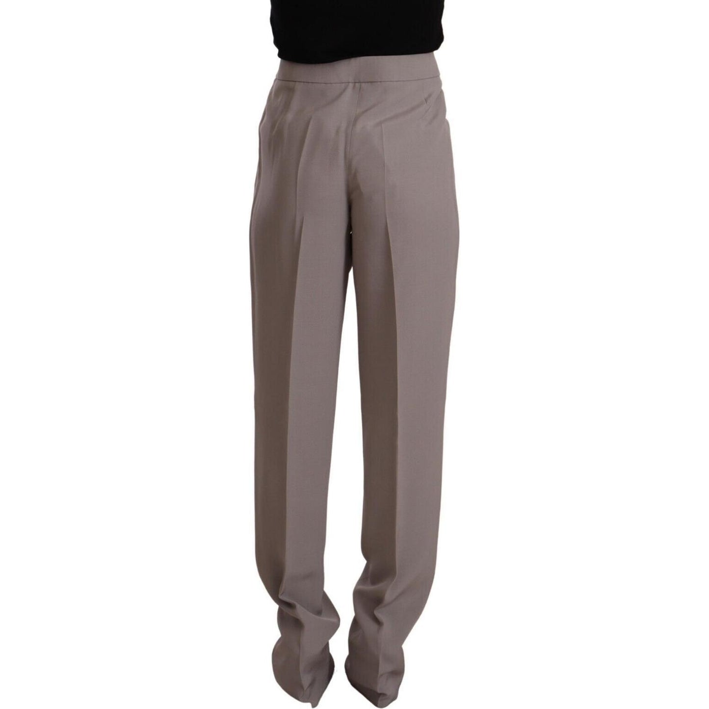 Armani Brown High Waist Silk Tapered Long Pants