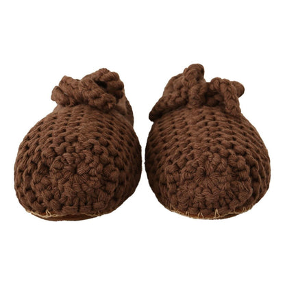 Dolce & Gabbana Brown Slip On Ballerina Flats Wool Knit Shoes