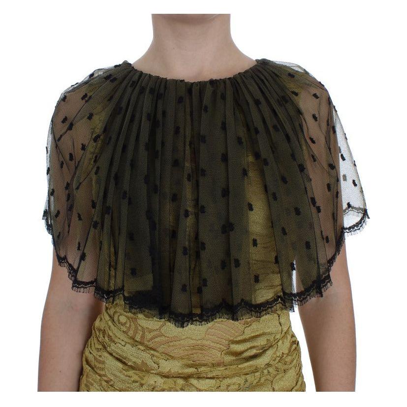 Dolce & Gabbana Yellow Black Floral Lace Ricamo Gown Dress NOC10176-1