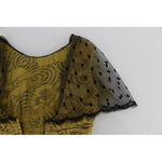 Dolce & Gabbana Yellow Black Floral Lace Ricamo Gown Dress NOC10176-1