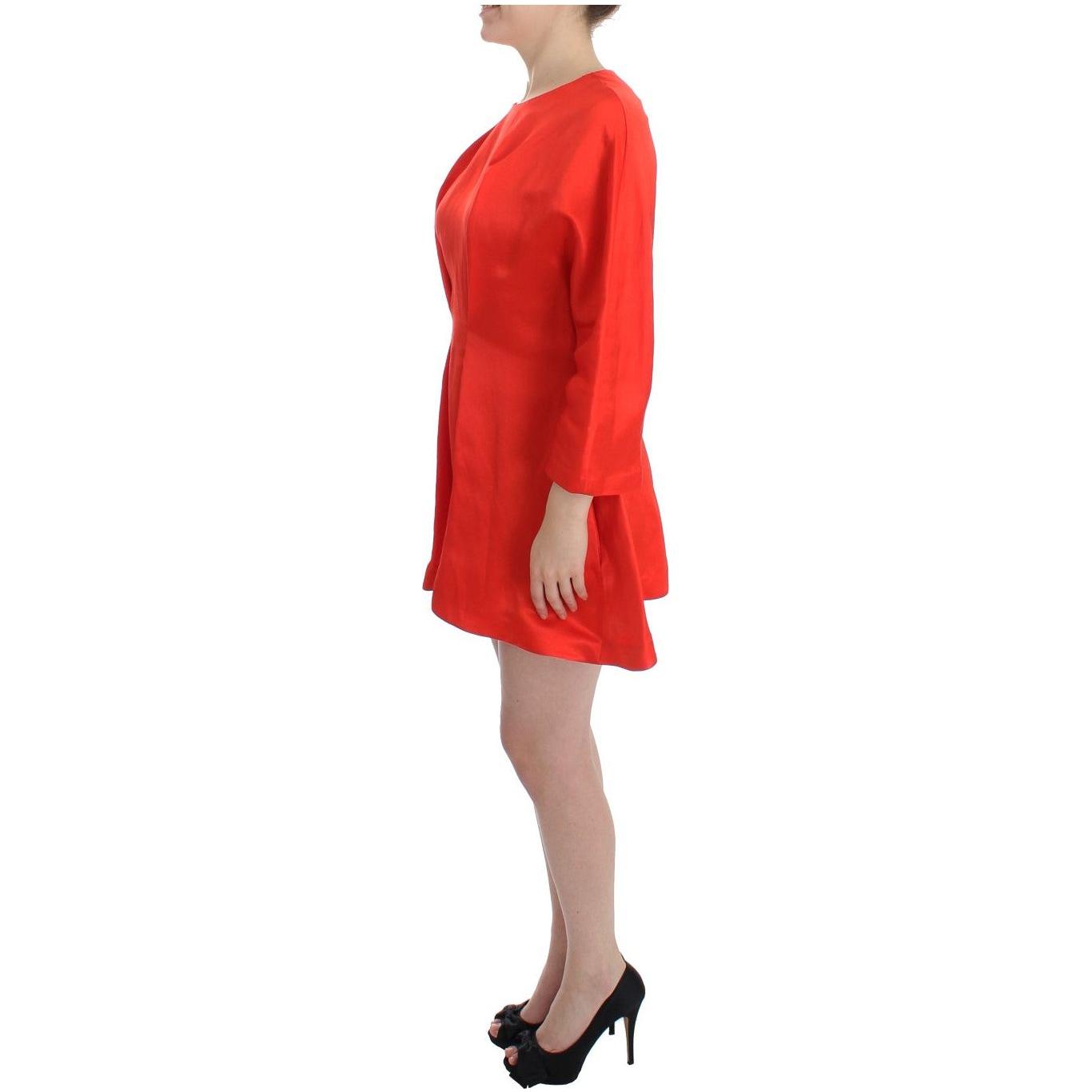 Fyodor Golan Red Mini Linen 3/4 Sleeve Sheath Dress SIG12596-2