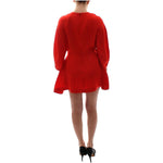Fyodor Golan Red Mini Linen 3/4 Sleeve Sheath Dress SIG12596-2