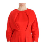 Fyodor Golan Red Mini Linen 3/4 Sleeve Sheath Dress SIG12596-2