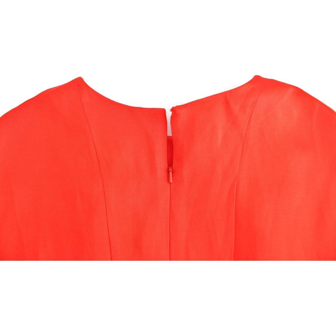 Fyodor Golan Red Mini Linen 3/4 Sleeve Sheath Dress SIG12596-2