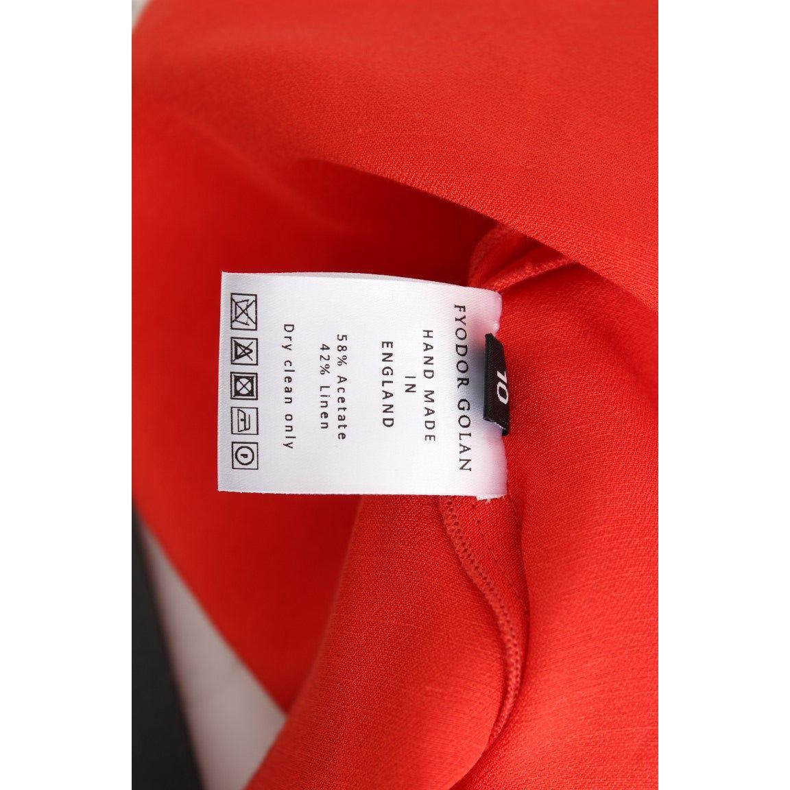 Fyodor Golan Red Mini Linen 3/4 Sleeve Sheath Dress SIG12596-2