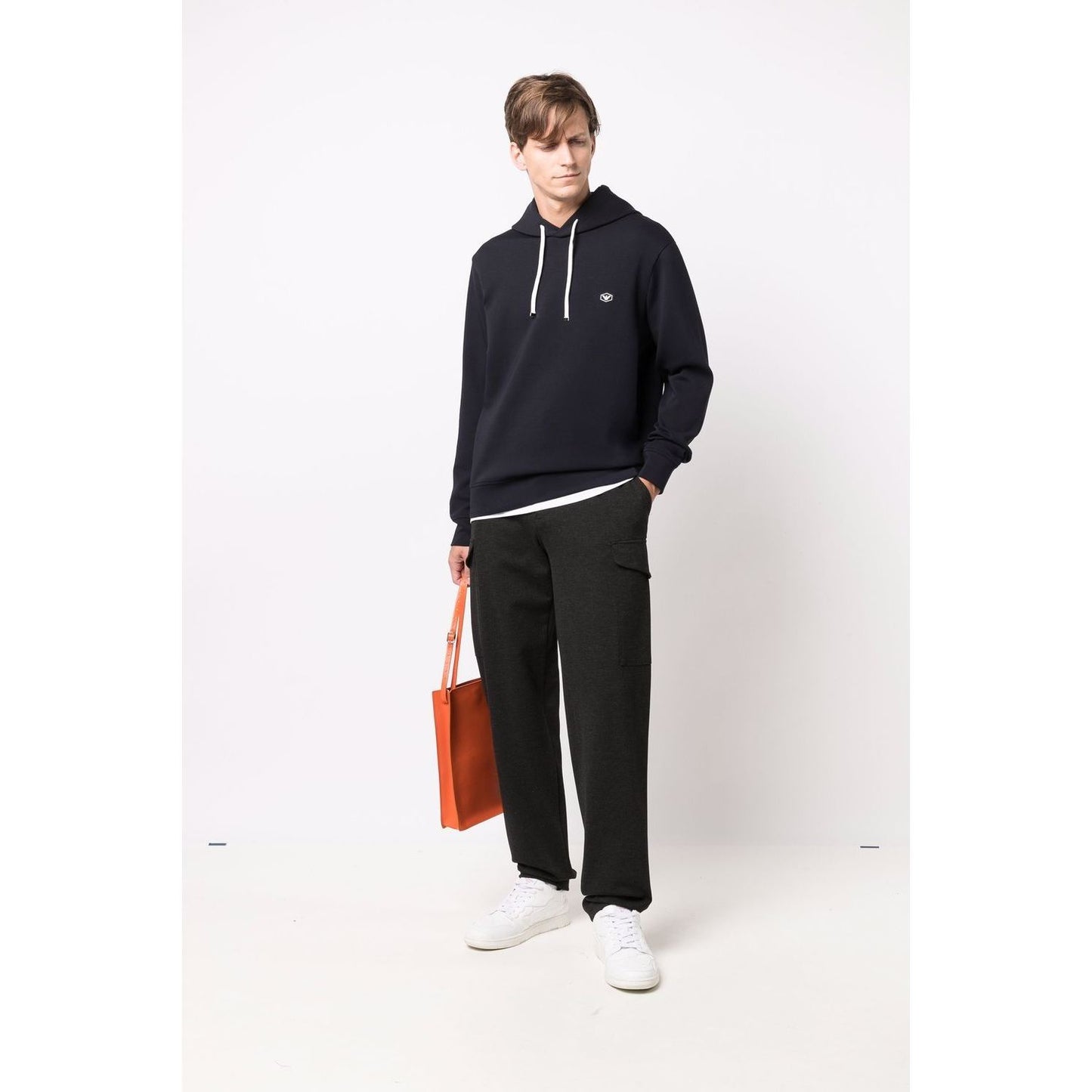 Emporio Armani long-sleeved Logo Patch Hoodie Topwear