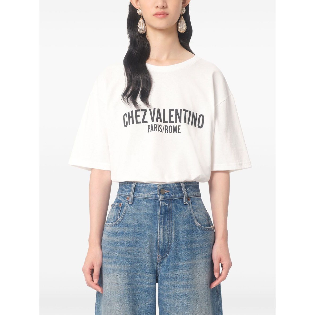 Valentino Cotton T-Shirt With Chez Valentino Print