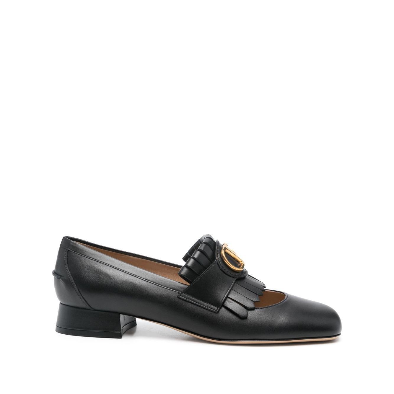Valentino Garavani Vlogo Signature Calfskin Fringe Sabot Moccasin 25mm WS0LJ3DSH0NO-P25