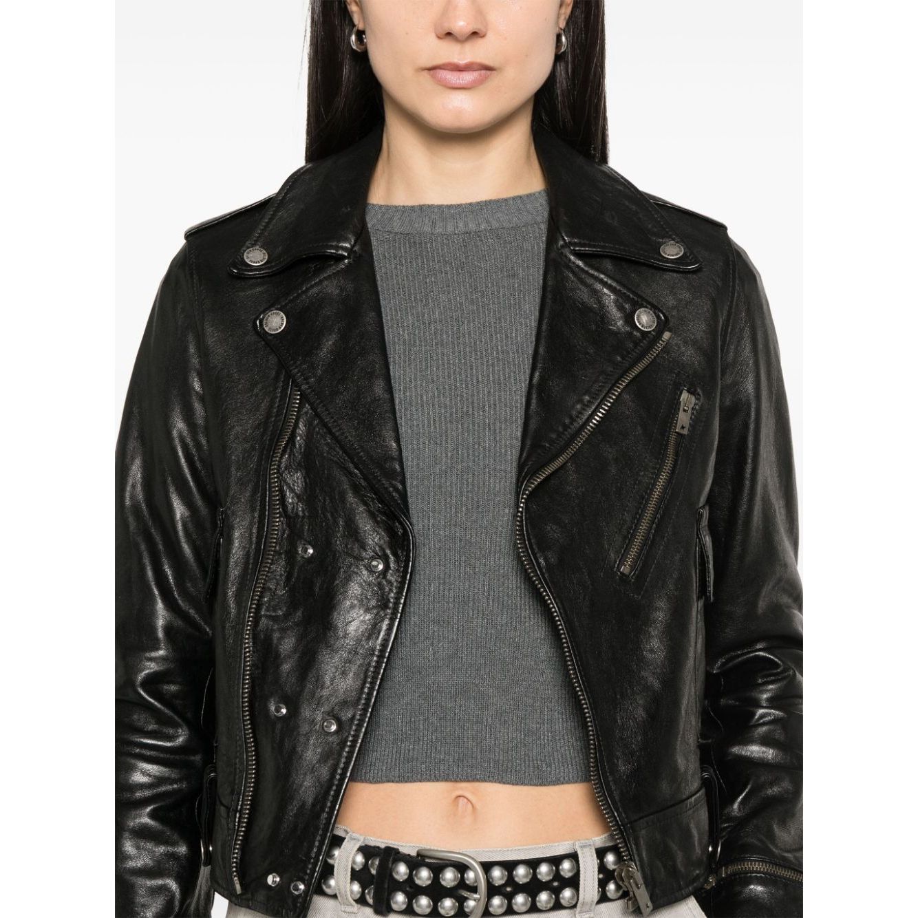 Golden Goose leather jacket with shiny effect Jackets