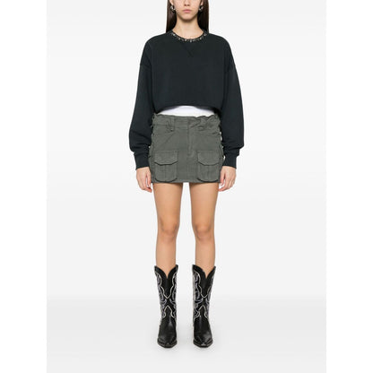 Golden Goose Cropped Cotton Sweatshirt with Crystals on the Front Topwear