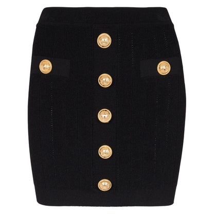 Balmain Button Embellished Knitted Skirt Skirts