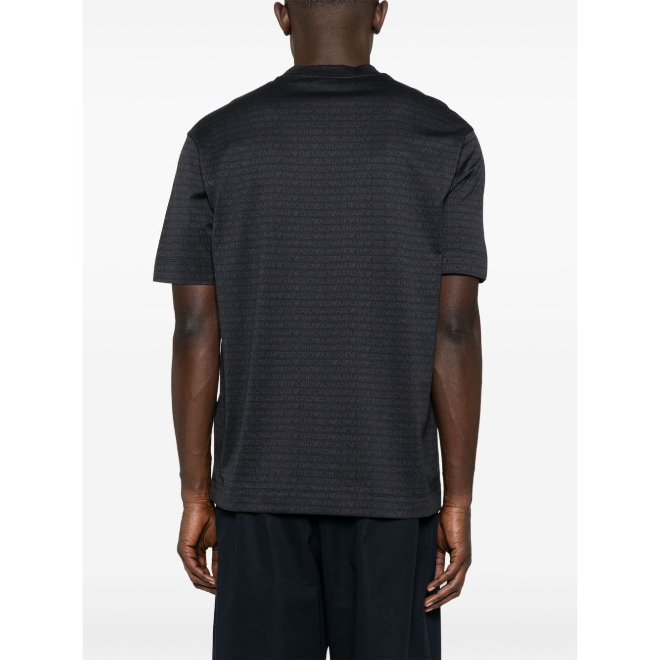Emporio Armani jersey T-shirt with all-over flocked logo lettering
