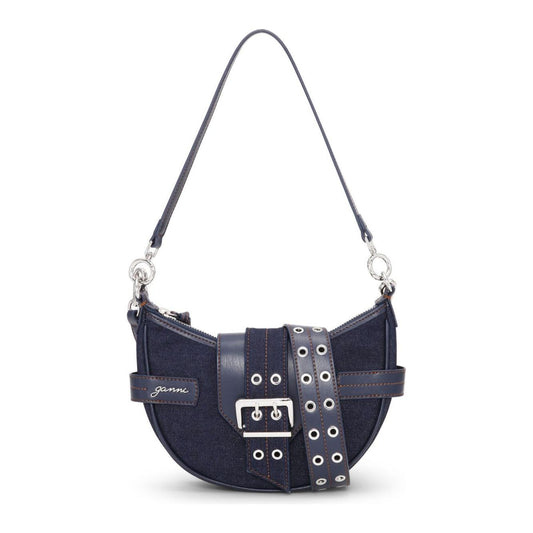 Ganni Buckle small denim cross-body bag