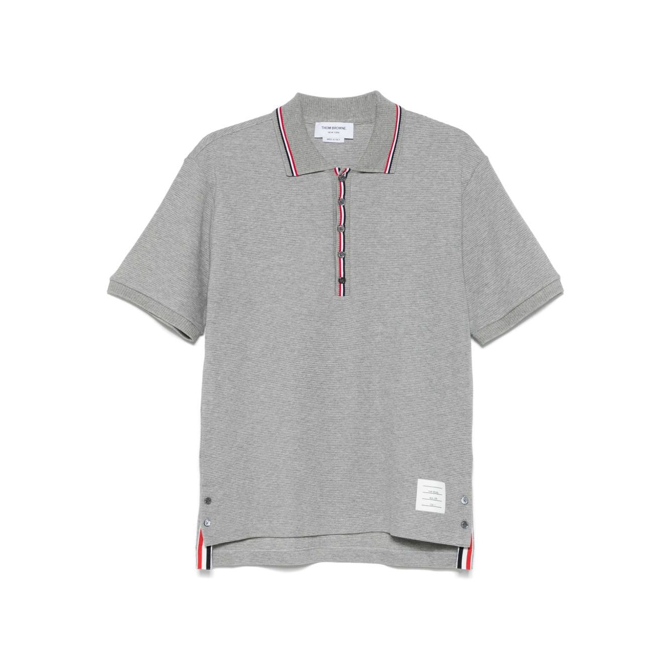 Thom Browne T-shirts and Polos Light Grey short-sleeve Rwb cotton polo with front button placket and collar.
