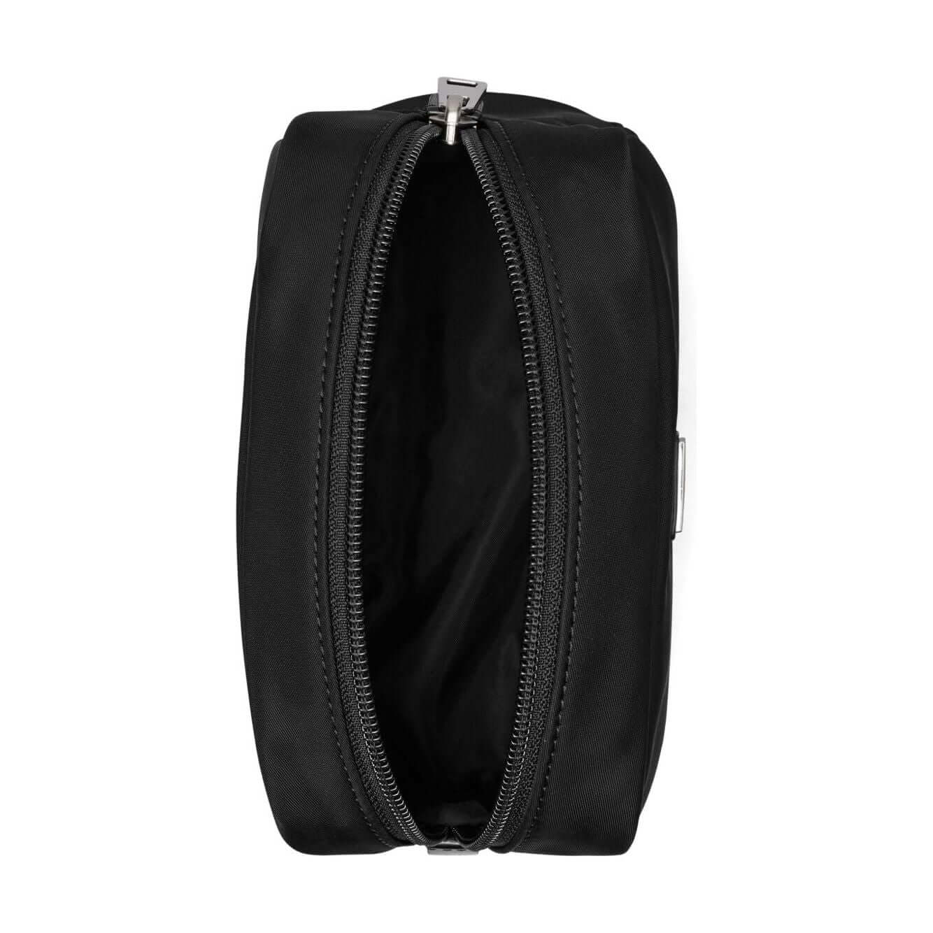 Front view with bag zipped and handles upright.