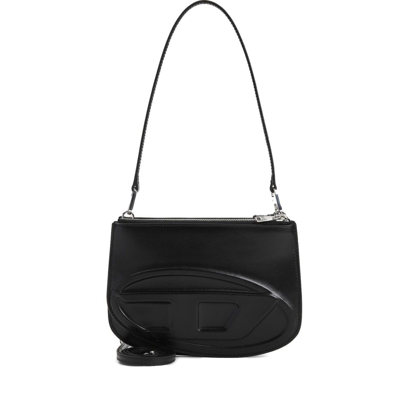 Front view with bag zipped and handles upright.
